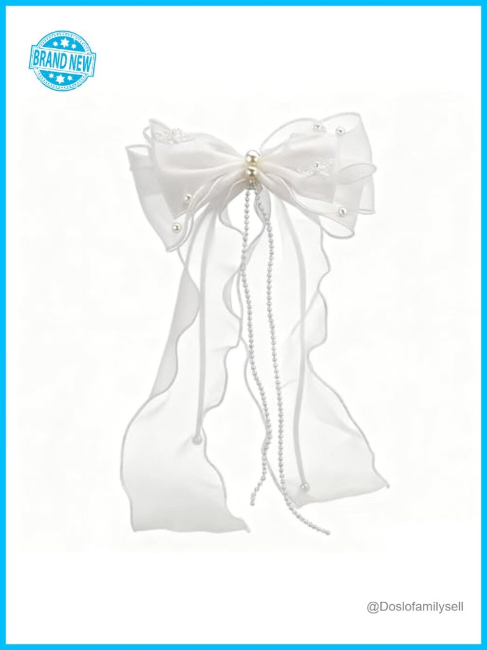 Pearl Beaded Bow Veil Hair Clip Bridal Accessory